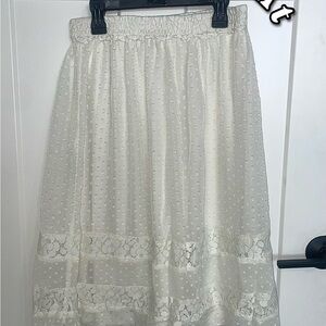 Black Rainn Cream Midi A-Line Skirt